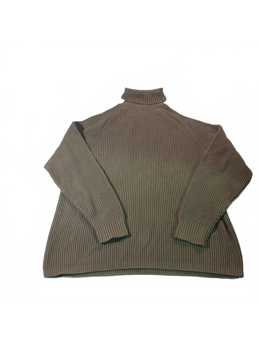 Vintage Gap Ribbed Turtleneck Sweater Brown Cotton Long Sleeve Large Knit